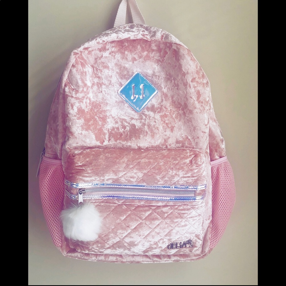 Pink and Holo Velvet Kawaii Style Backpack